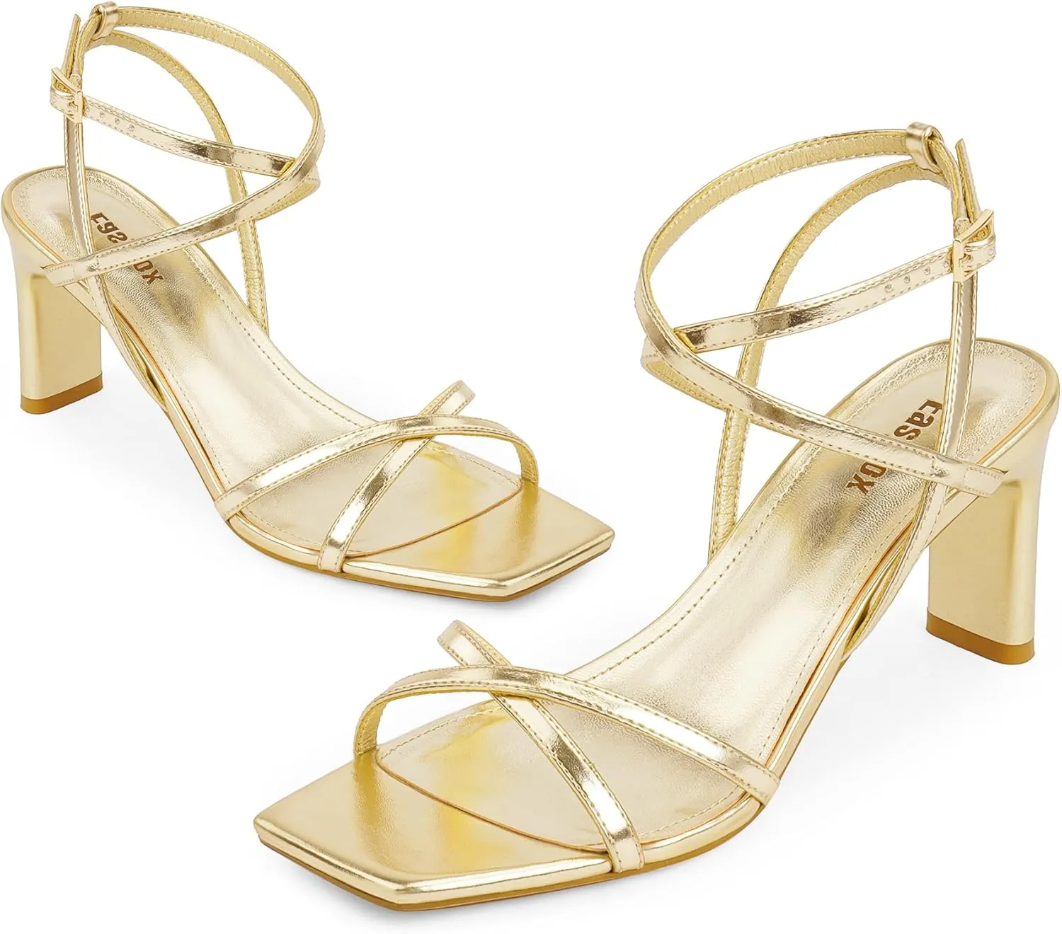 Strappy Heels for Women Square Open Toe Chunky High Heels Ankle Strap Sandals Comfort Dress Party Wedding Shoes