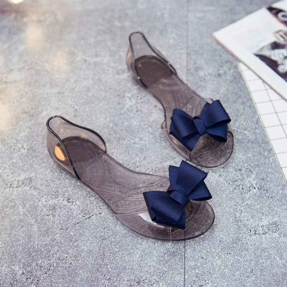 summer jelly shoes Flat Jelly Shoes slides shoes for women womens summer footwear Fashion Sandals Flower Flat Slipper Transparent Summer Shoes beach fish mouth shoes woman