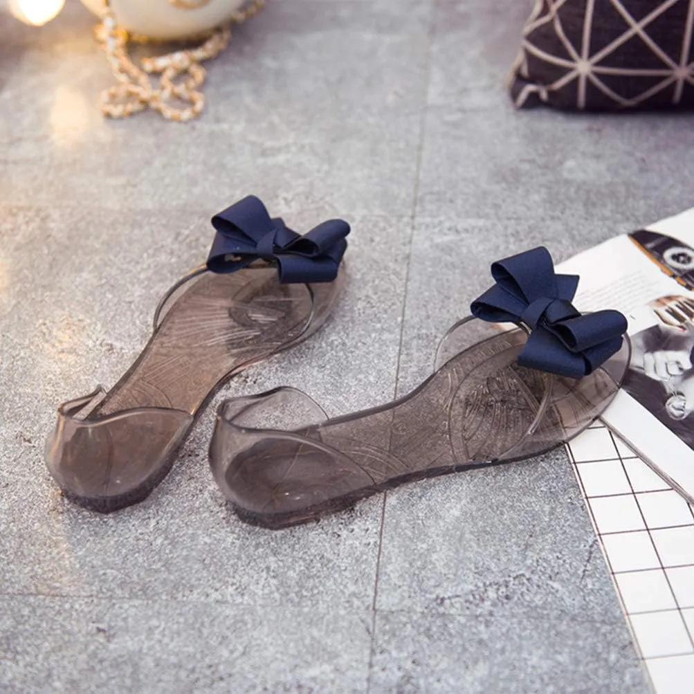 summer jelly shoes Flat Jelly Shoes slides shoes for women womens summer footwear Fashion Sandals Flower Flat Slipper Transparent Summer Shoes beach fish mouth shoes woman