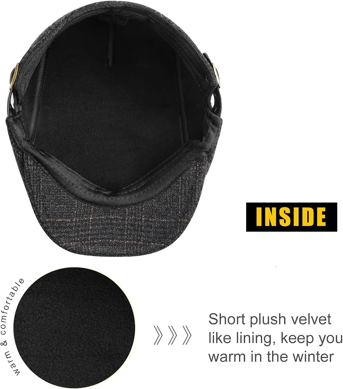 Sumolux Mens Newsboy Cap Winter Beret Hat Cabbie Flat Cap