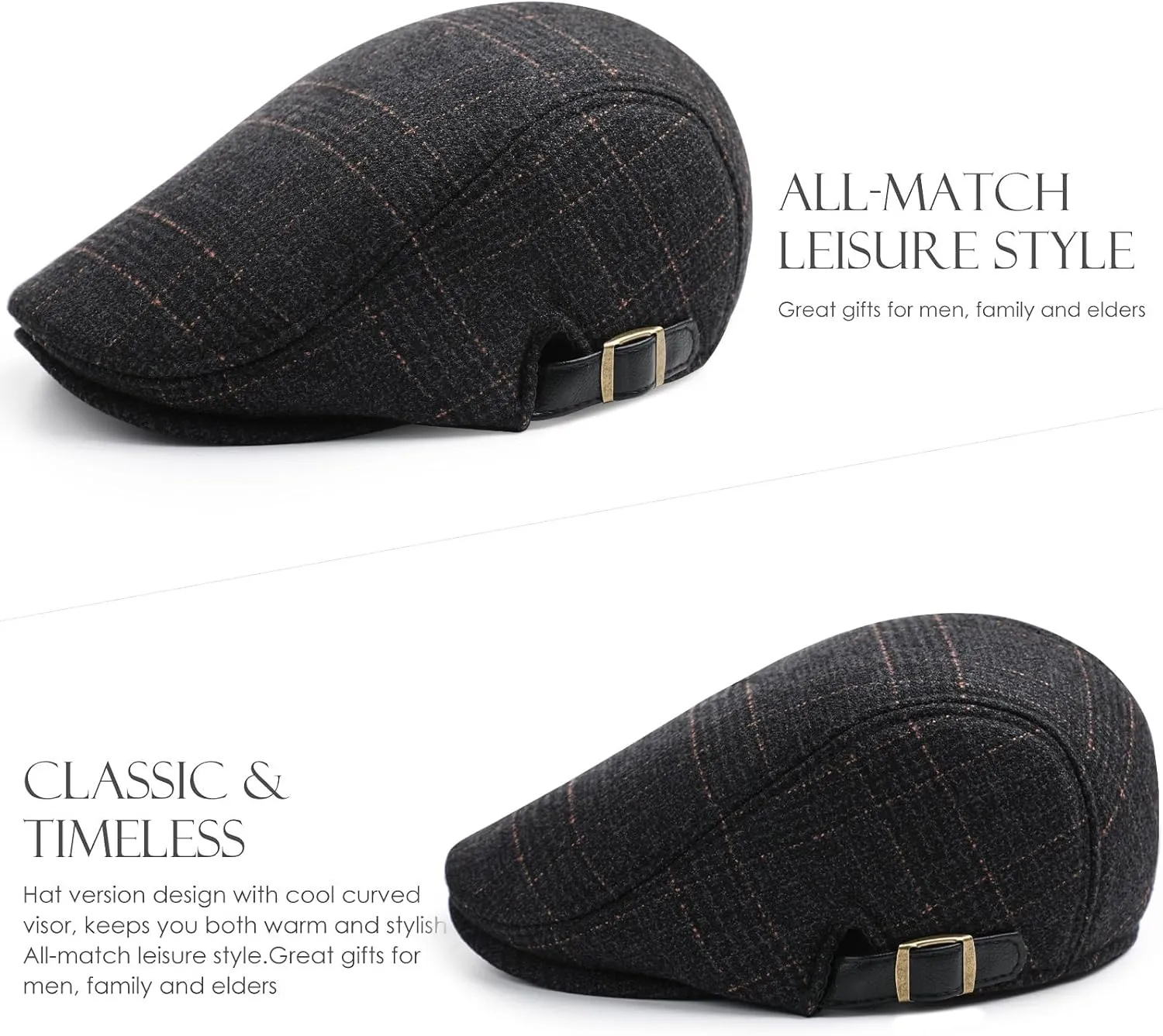 Sumolux Mens Newsboy Cap Winter Beret Hat Cabbie Flat Cap
