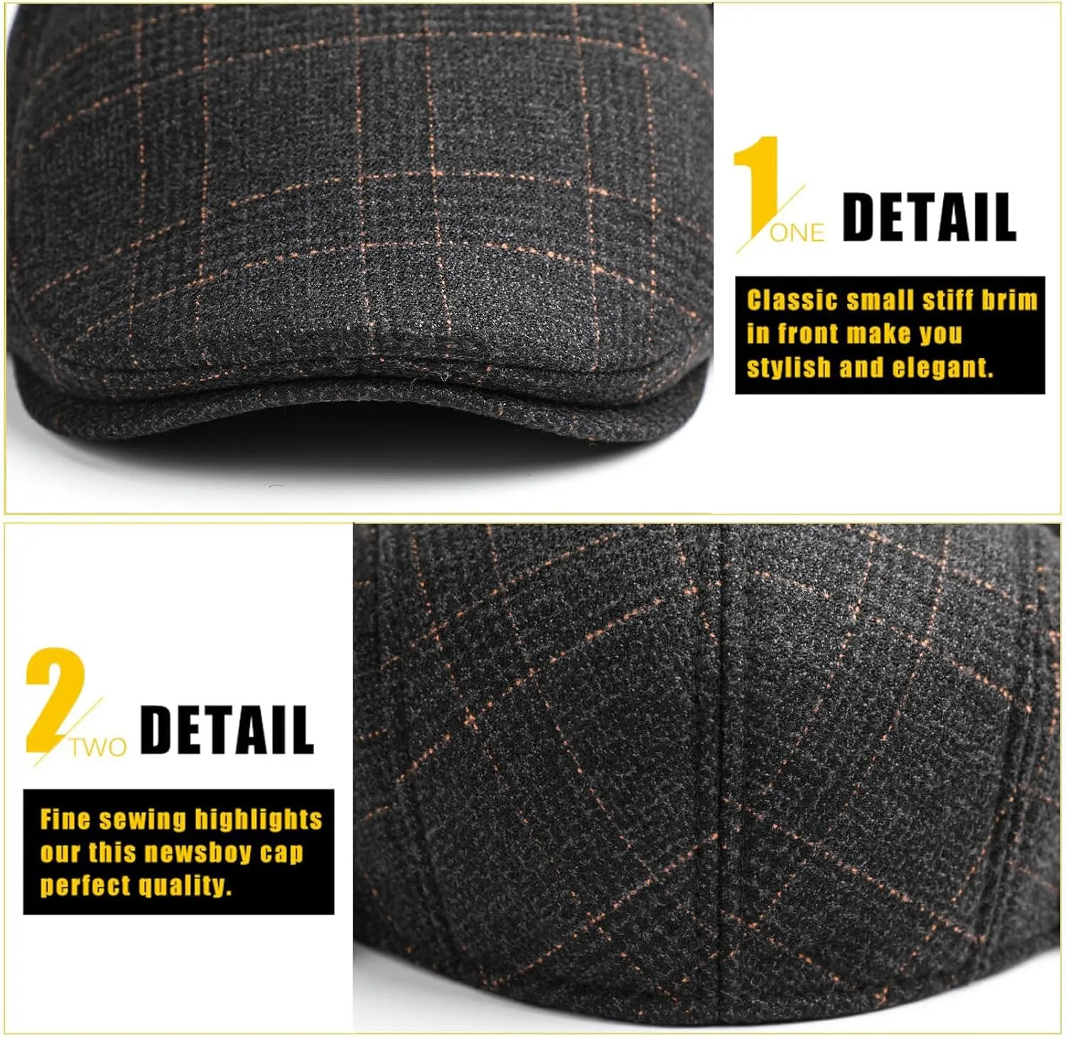 Sumolux Mens Newsboy Cap Winter Beret Hat Cabbie Flat Cap