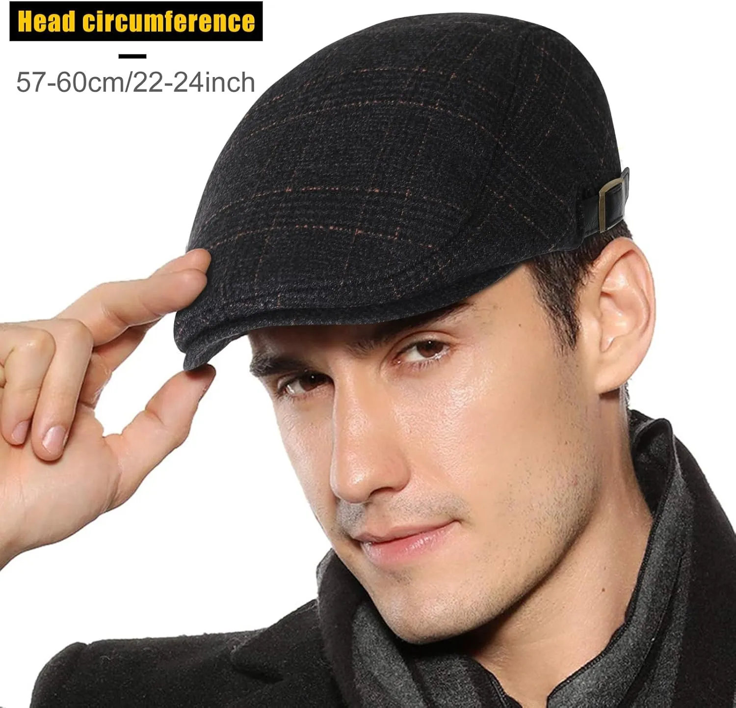 Sumolux Mens Newsboy Cap Winter Beret Hat Cabbie Flat Cap
