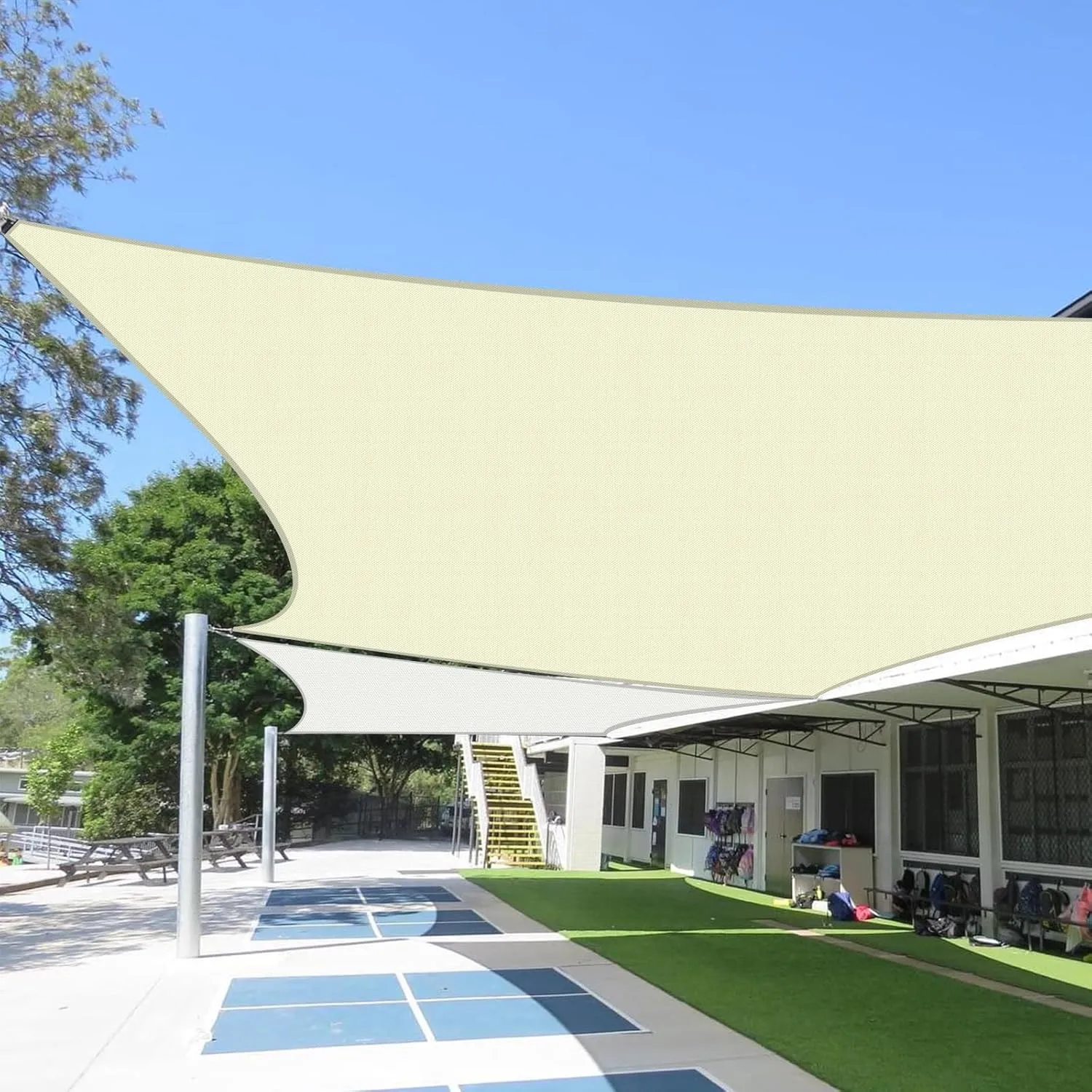 Sun Shade Sail,95% UV Blocker Shade Sails,Outdoor Cream Rectangle 10'x11'5'' Waterproof Shade Sail,for Pergola Carport Awning Yard Activities