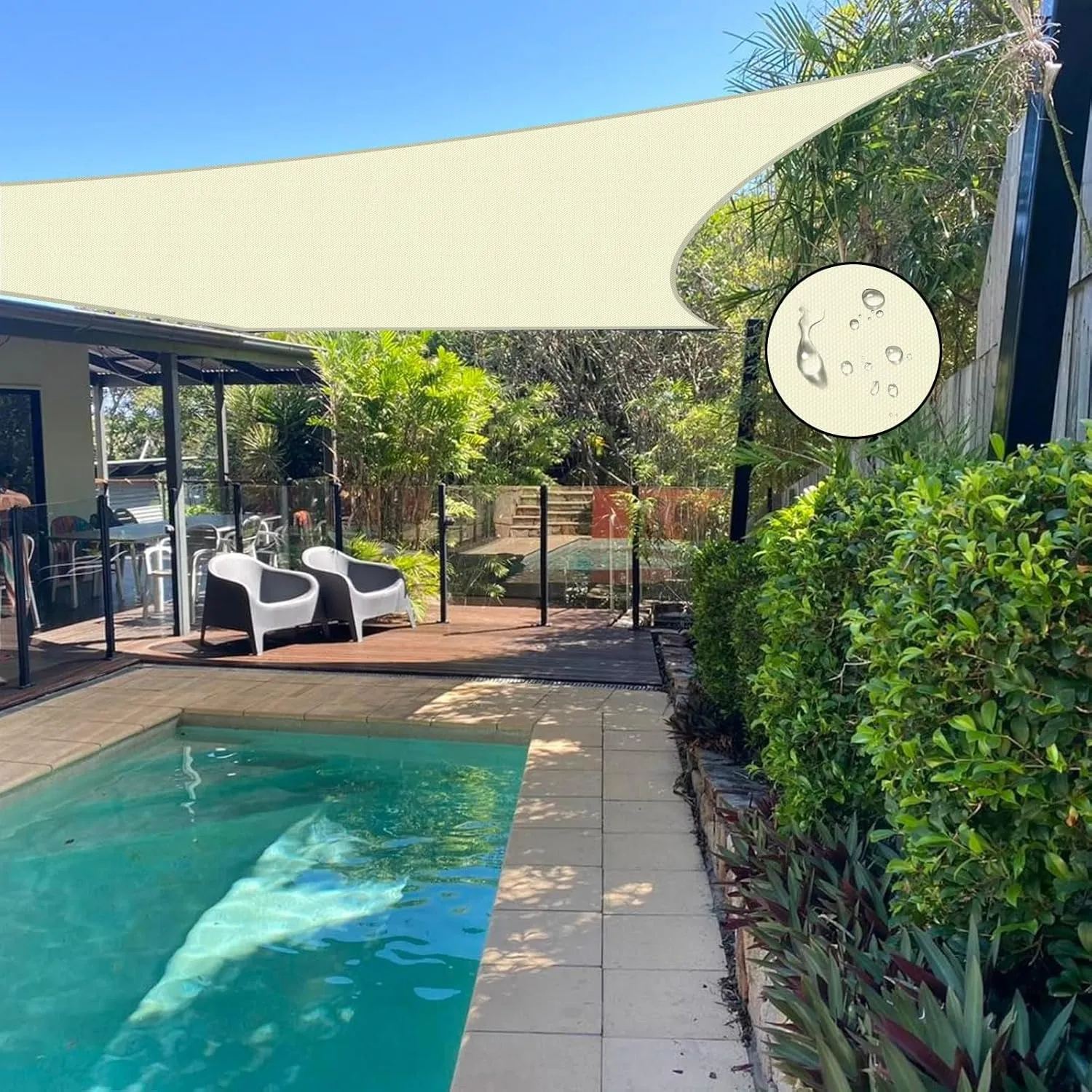 Sun Shade Sail,95% UV Blocker Shade Sails,Outdoor Cream Rectangle 10'x11'5'' Waterproof Shade Sail,for Pergola Carport Awning Yard Activities
