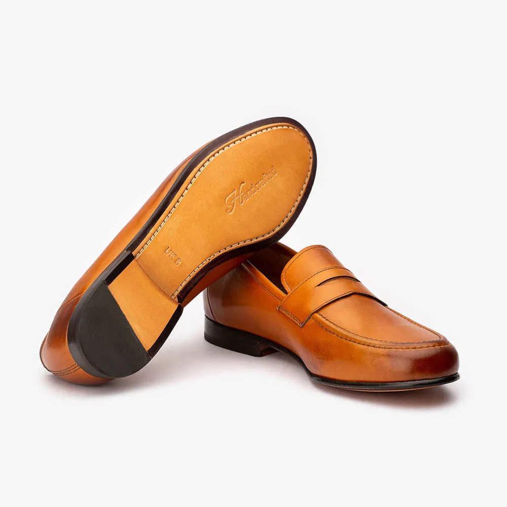 Tan Classic Round Toe Penny Loafer