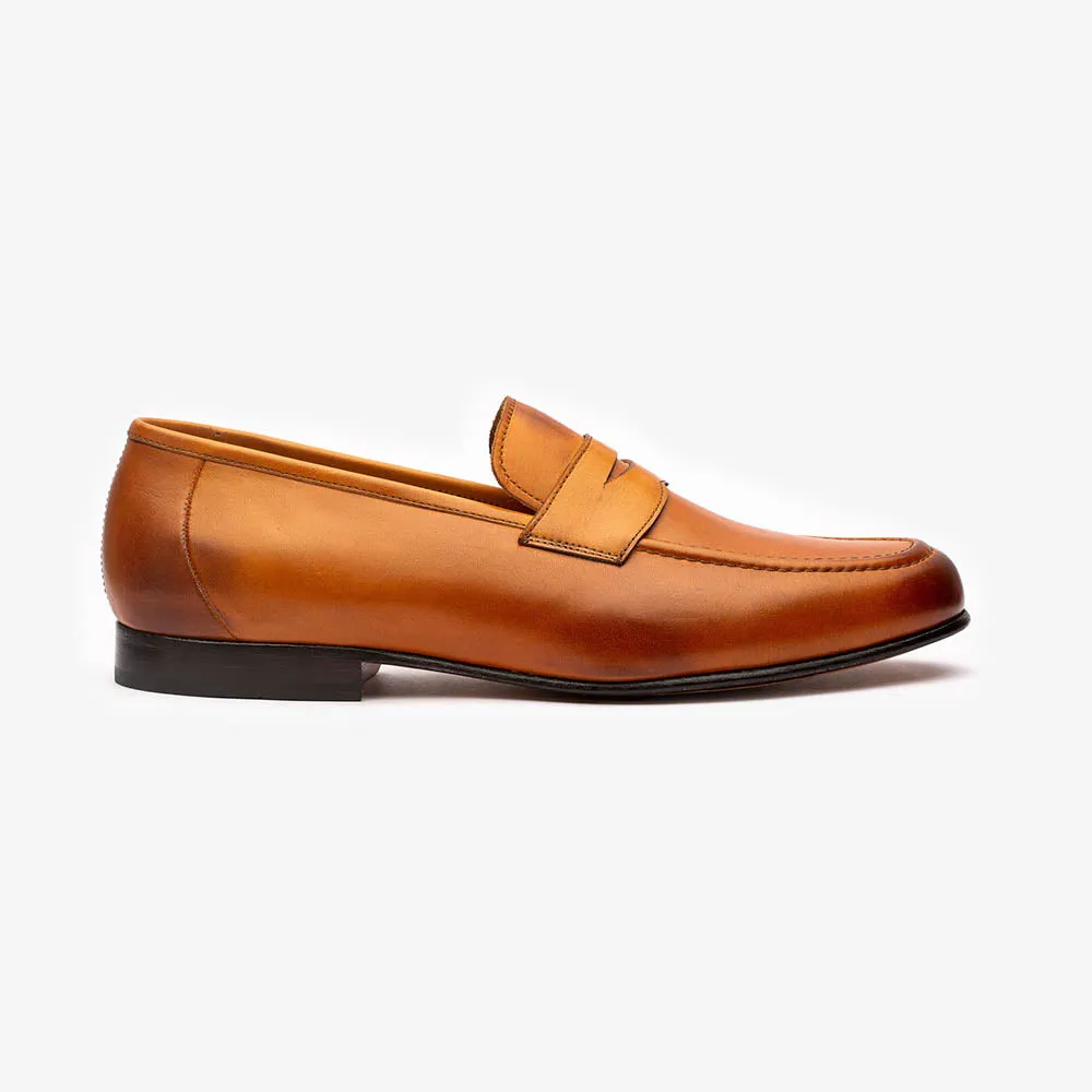 Tan Classic Round Toe Penny Loafer