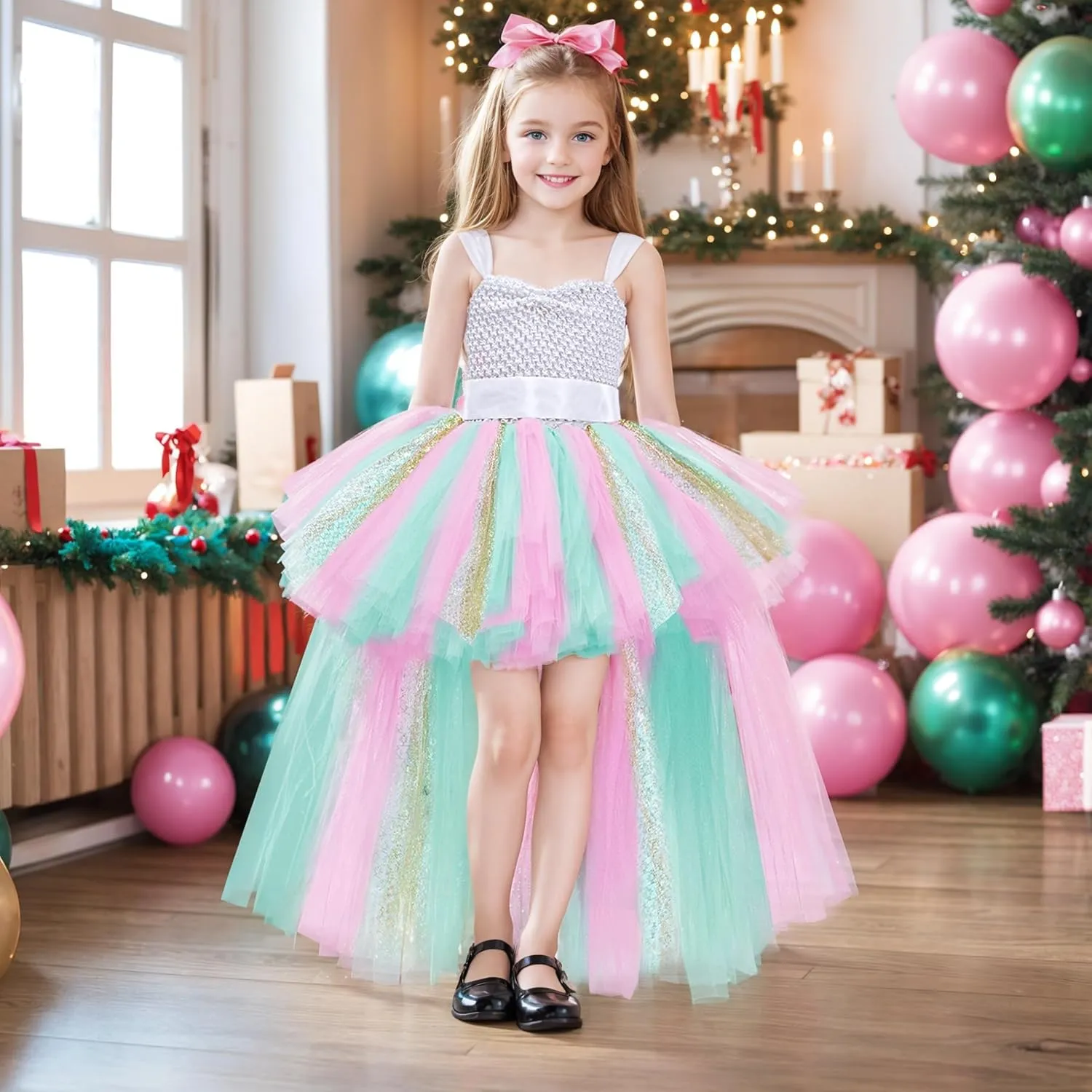Tao-Ge Christmas Tutu Dress for Girls Tulle Dresses Fairy Princess Dress for Kids Toddler Little Girl Birthday Party Outfit