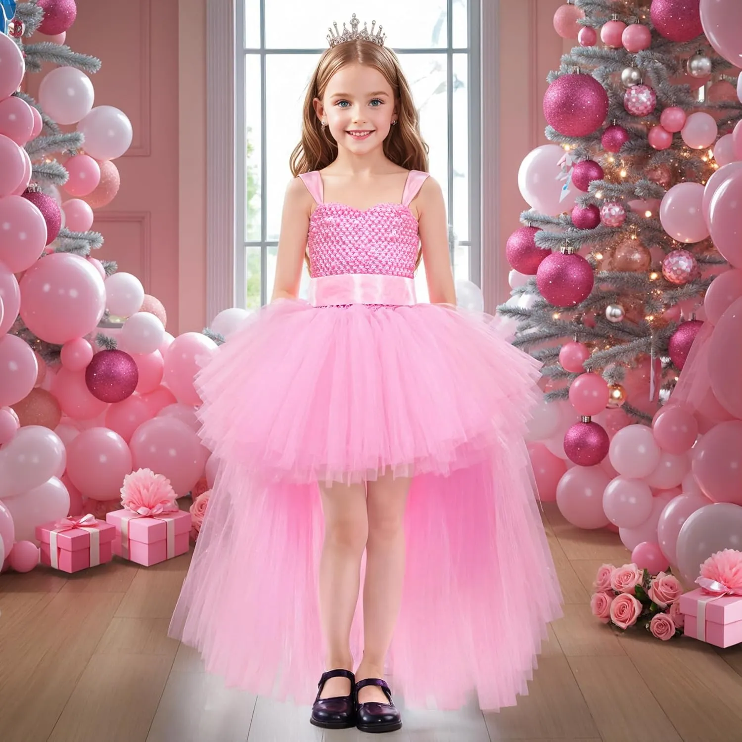 Tao-Ge Christmas Tutu Dress for Girls Tulle Dresses Fairy Princess Dress for Kids Toddler Little Girl Birthday Party Outfit