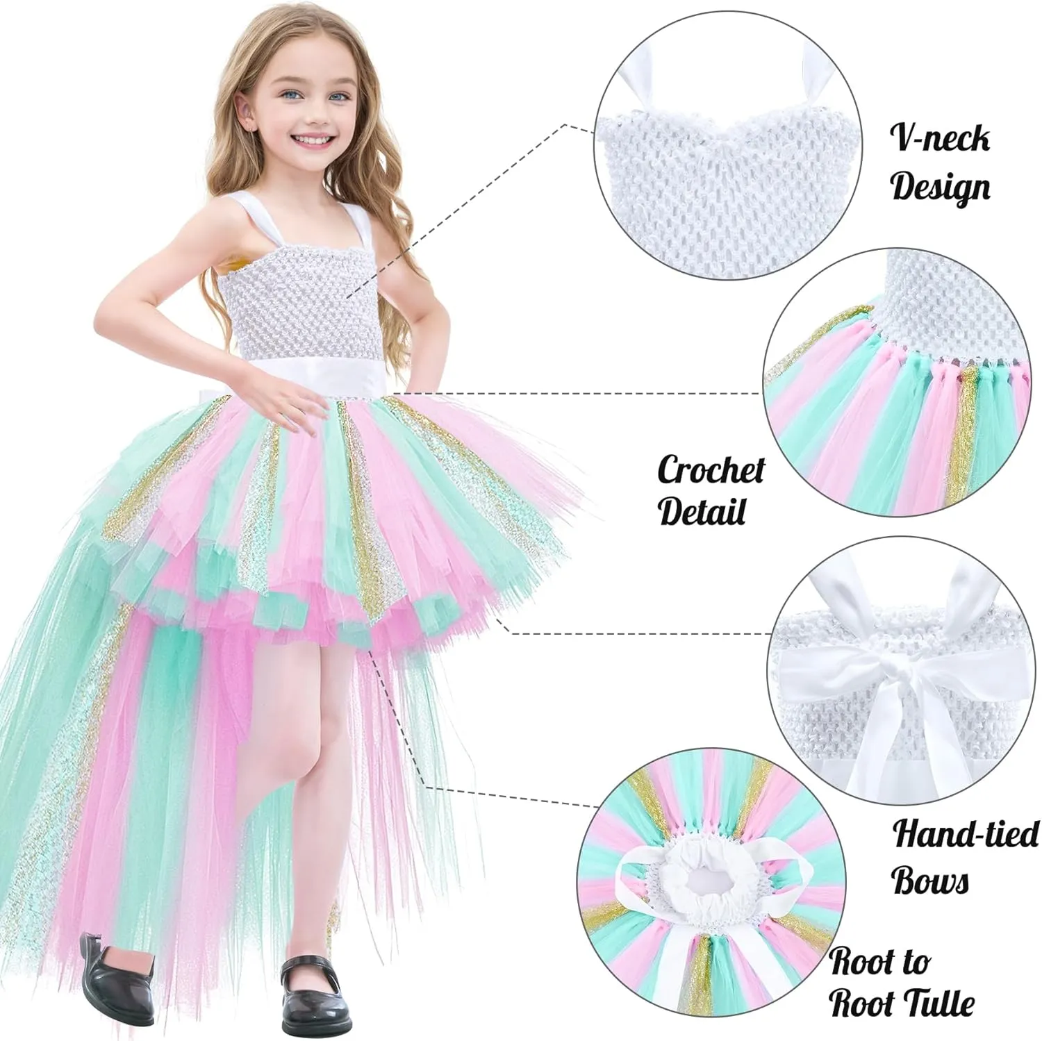 Tao-Ge Christmas Tutu Dress for Girls Tulle Dresses Fairy Princess Dress for Kids Toddler Little Girl Birthday Party Outfit