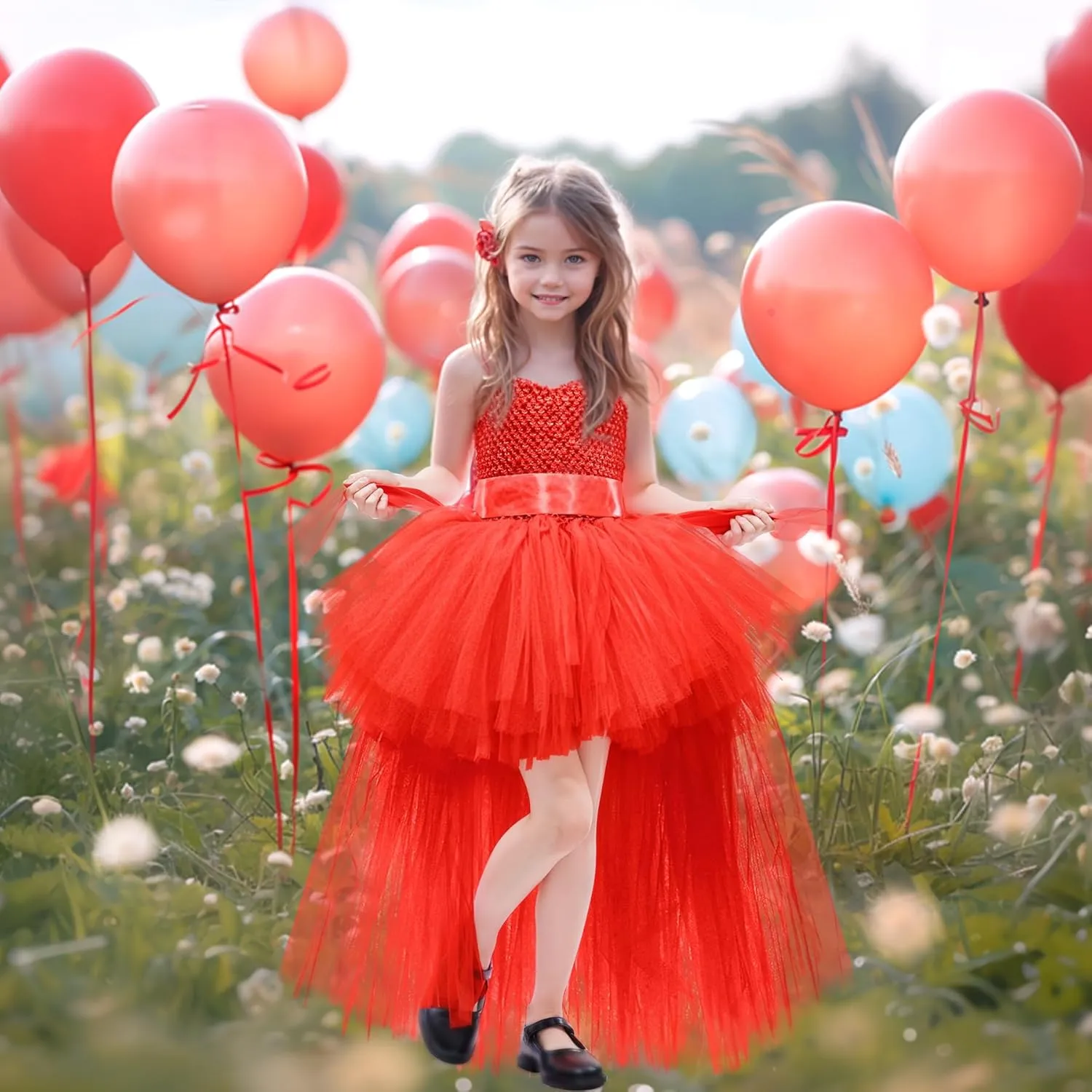 Tao-Ge Christmas Tutu Dress for Girls Tulle Dresses Fairy Princess Dress for Kids Toddler Little Girl Birthday Party Outfit