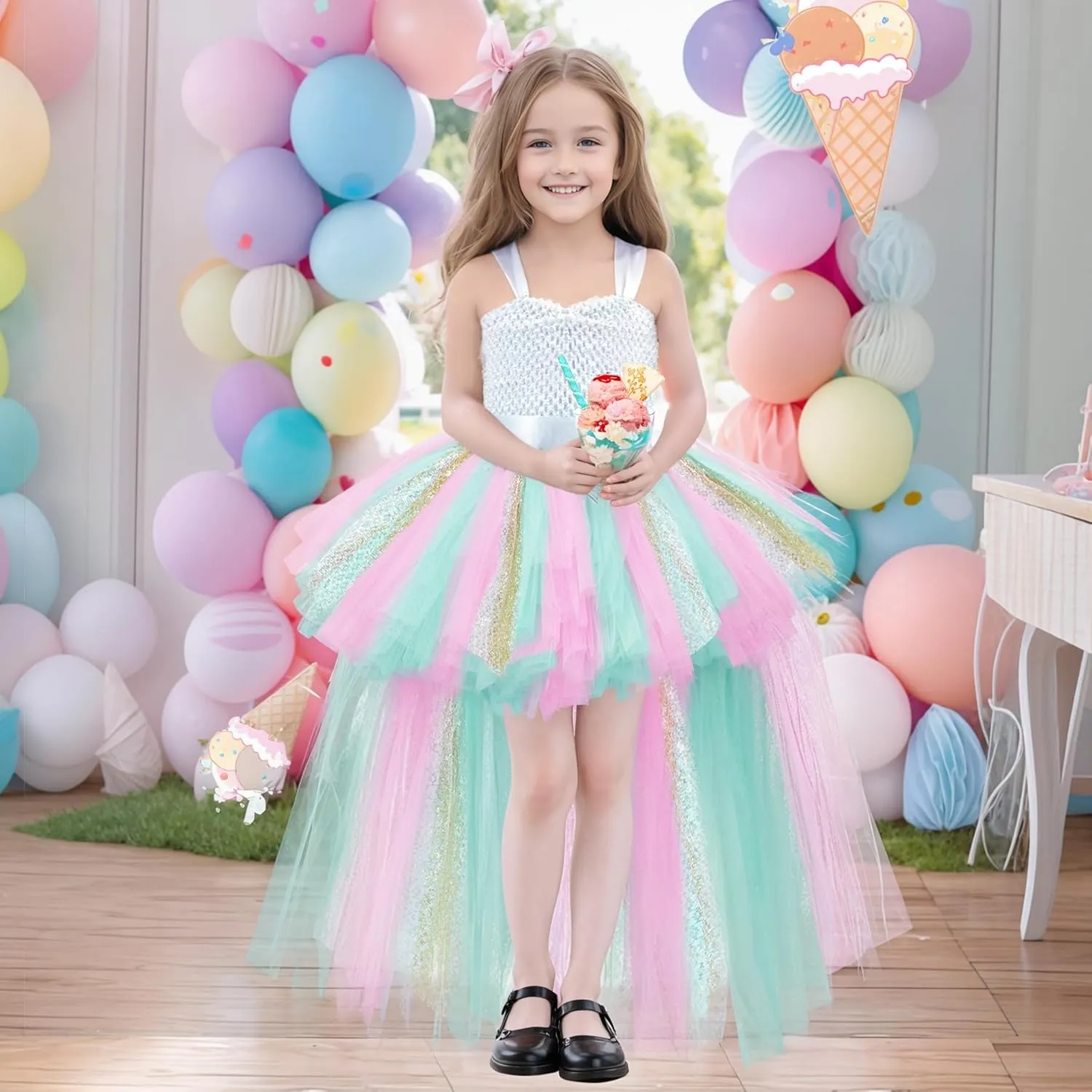Tao-Ge Christmas Tutu Dress for Girls Tulle Dresses Fairy Princess Dress for Kids Toddler Little Girl Birthday Party Outfit