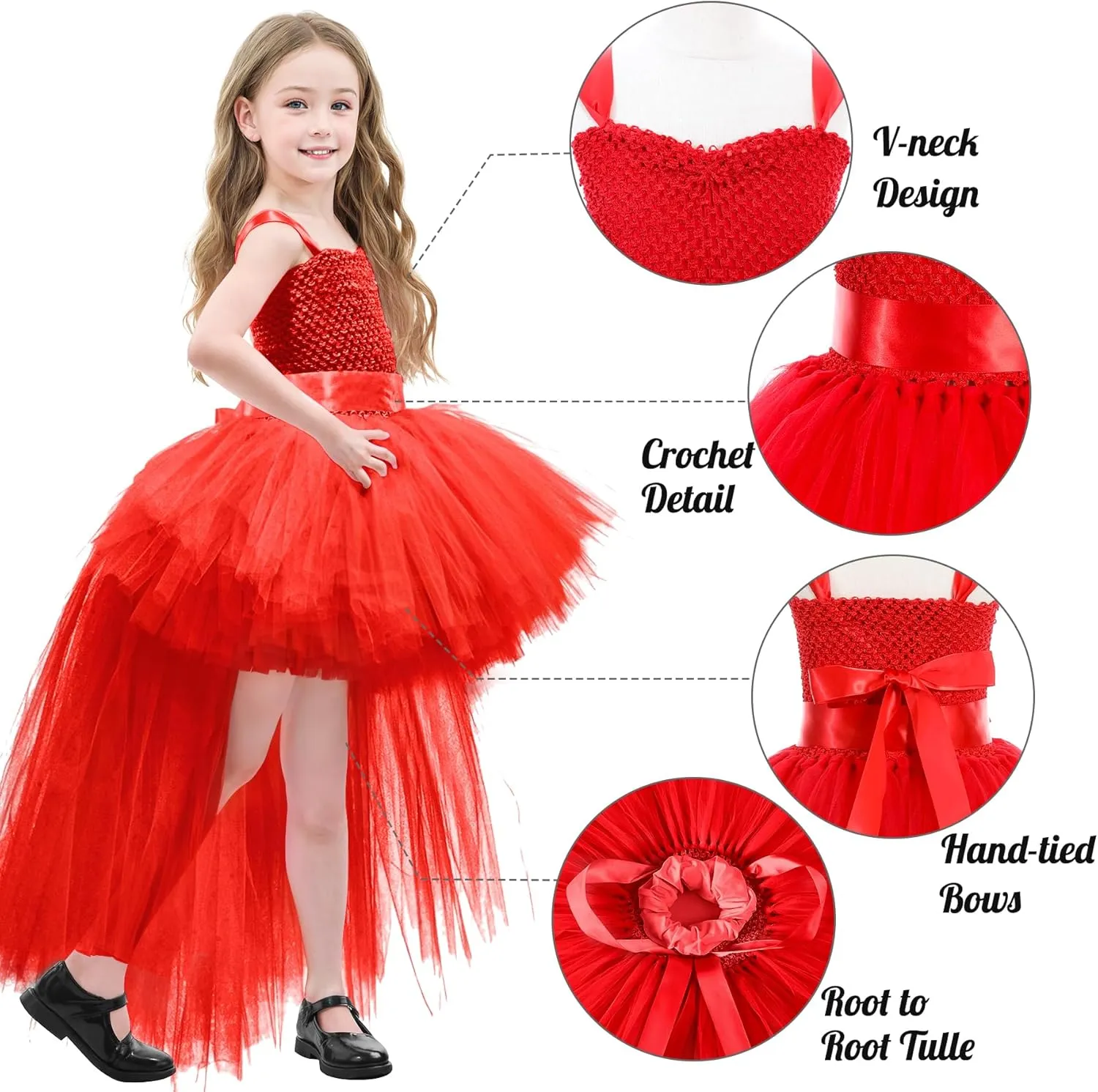 Tao-Ge Christmas Tutu Dress for Girls Tulle Dresses Fairy Princess Dress for Kids Toddler Little Girl Birthday Party Outfit
