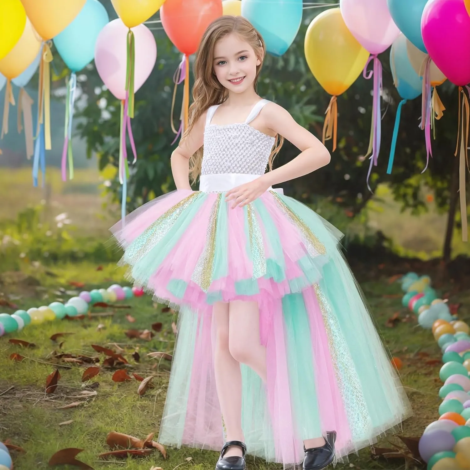 Tao-Ge Christmas Tutu Dress for Girls Tulle Dresses Fairy Princess Dress for Kids Toddler Little Girl Birthday Party Outfit