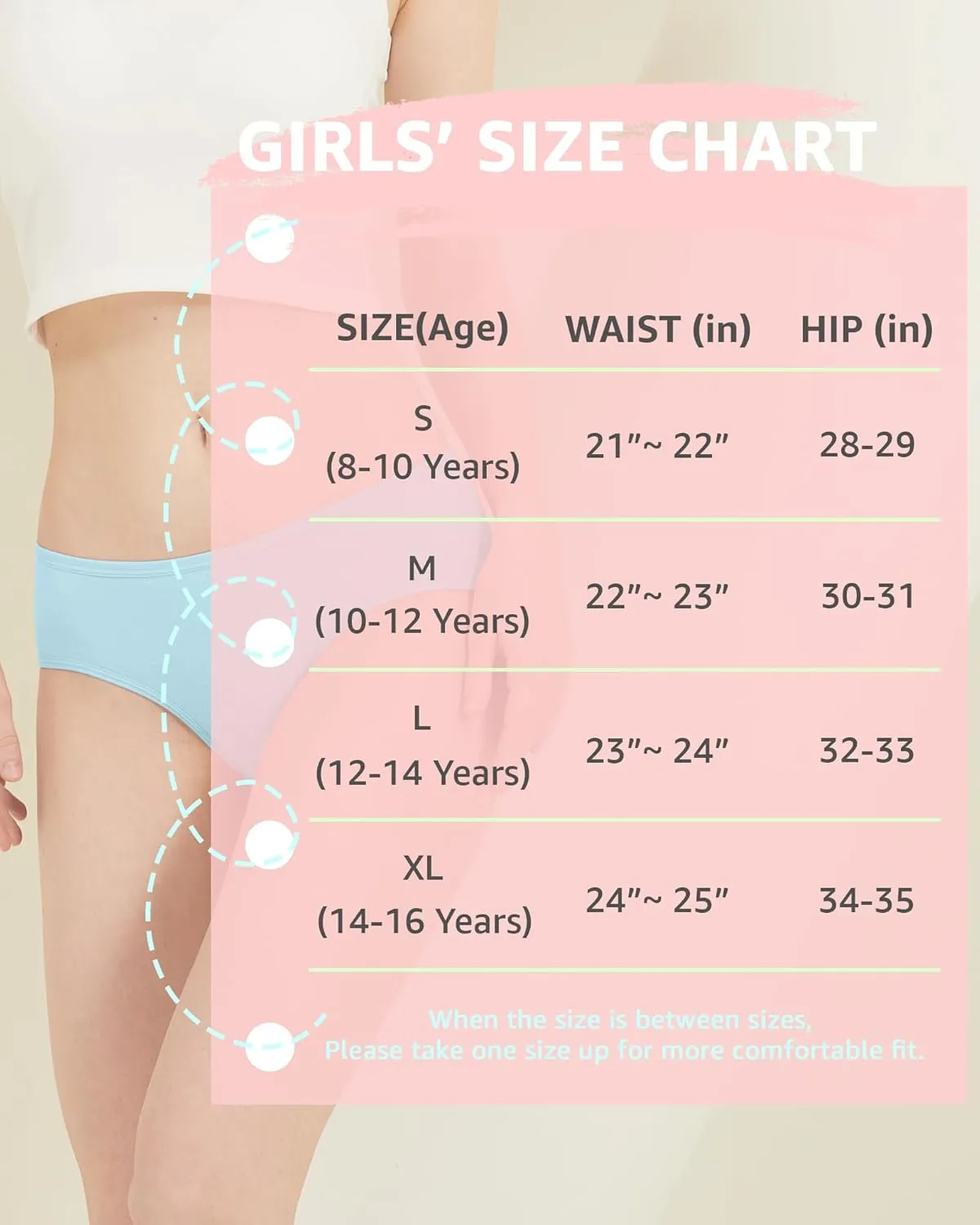 Teen Girls Underwear Cotton Brief Panties 6 pack