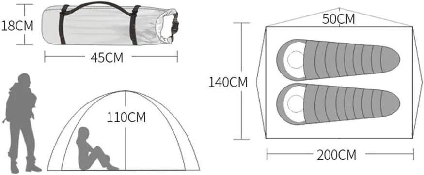 Tent - Easy & Quick Setup Camping Tent, Professional Waterproof Windproof Fabric, Anti-UV, Double Layer