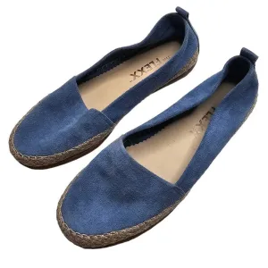 The Flexx Womens Sz 6 Slip On Shoes Blue Suede Espadrille Flats