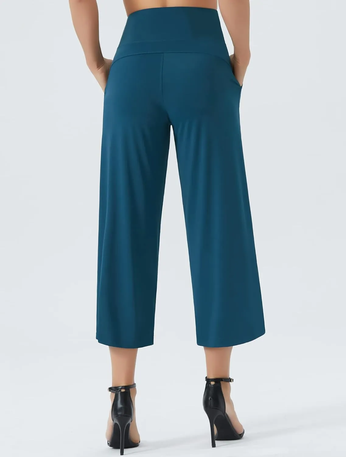 THE GYM PEOPLE Womens' Yoga Pants with Pockets and Tummy Control High Waist in Flare Crop