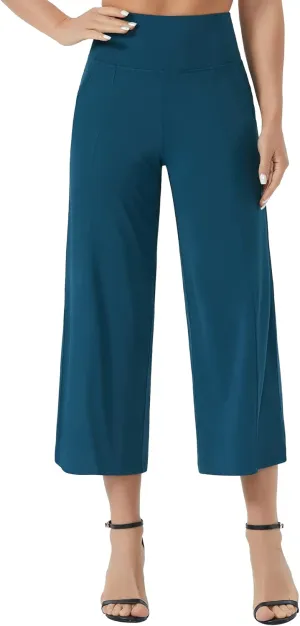 THE GYM PEOPLE Womens' Yoga Pants with Pockets and Tummy Control High Waist in Flare Crop