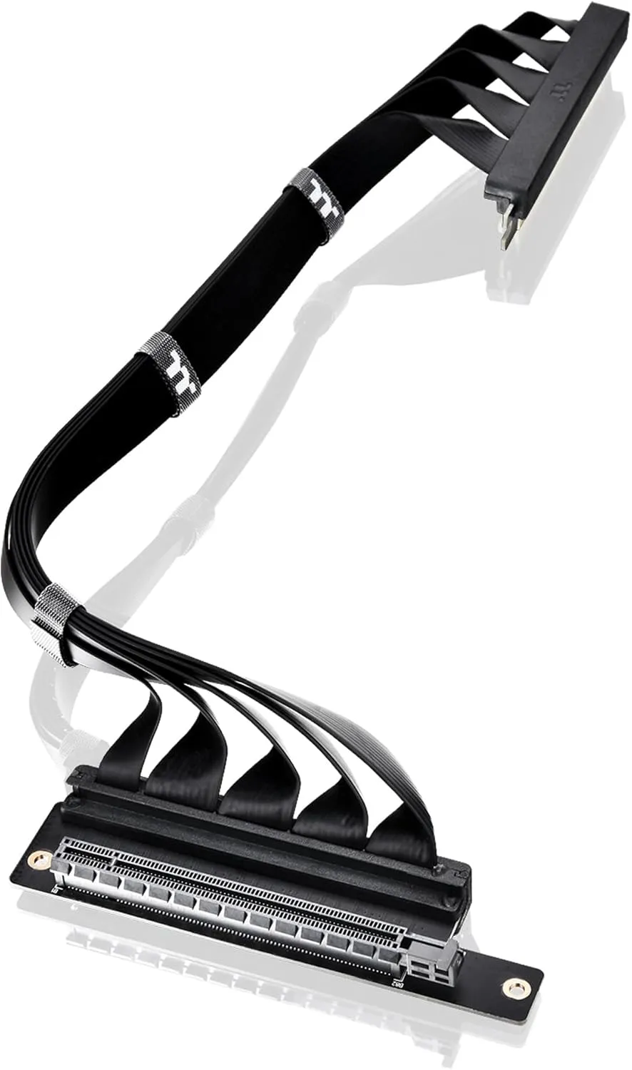 Thermaltake PCIe 4.0 Dual 90°Degree Connectors Riser Cable; 16Gbps High-Speed Transmission; 400mm; EMI Shielding; AC-077-CO1OTN-C1; 3 Year Warranty