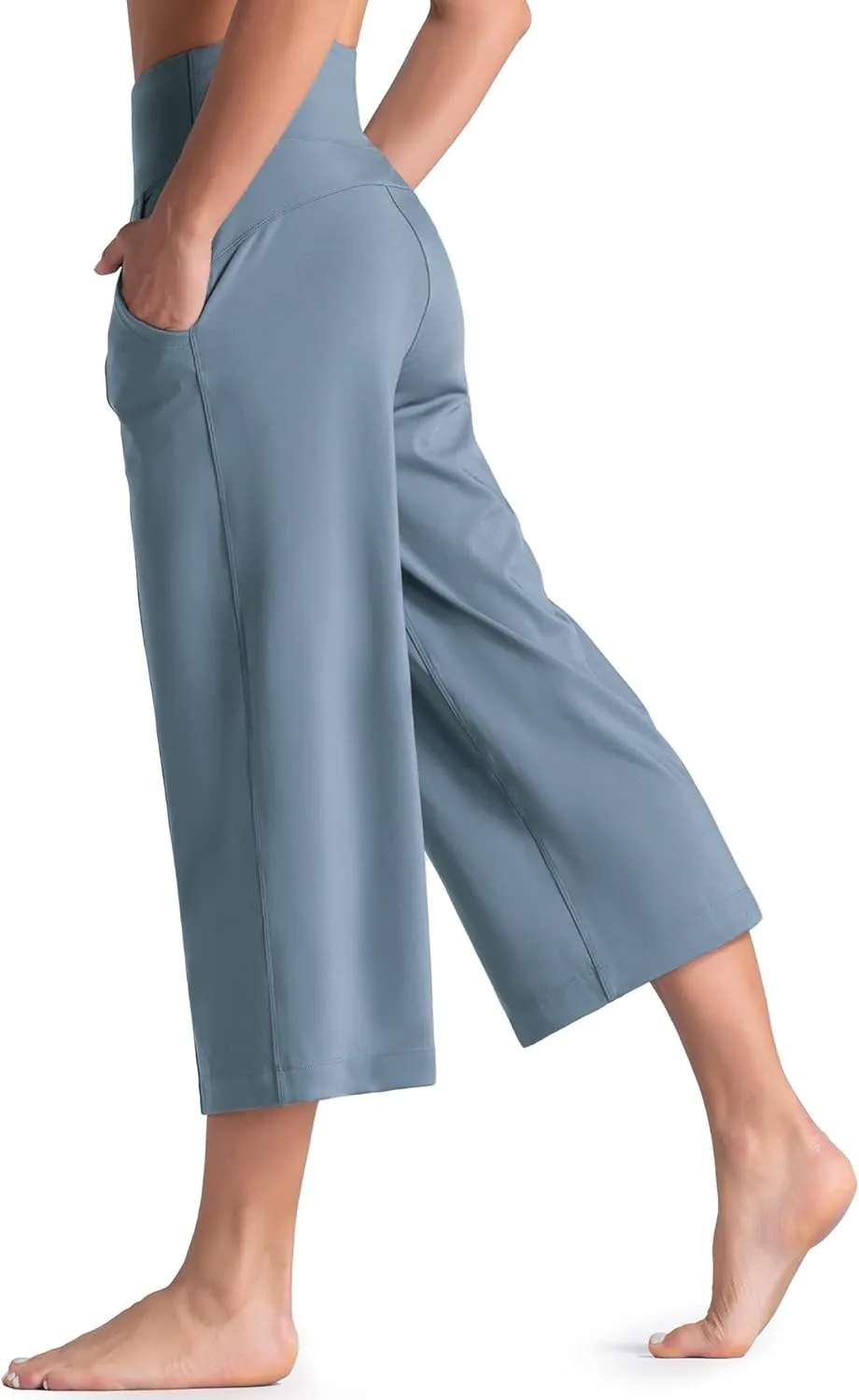 Tmustobe Womens Lounge Yoga Capris Pants Bootleg Tummy Control High Waist Workout Flare Crop Pants with Pockets