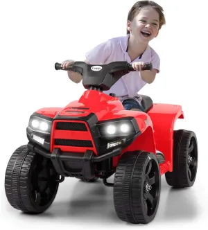 TOBBI Ride on ATV Four Wheeler for Kids1-3,Electric 4 Wheeler ATV Quad Ride OnCar Toy with LED Headlights, Horn, Speedlndicator (Red)
