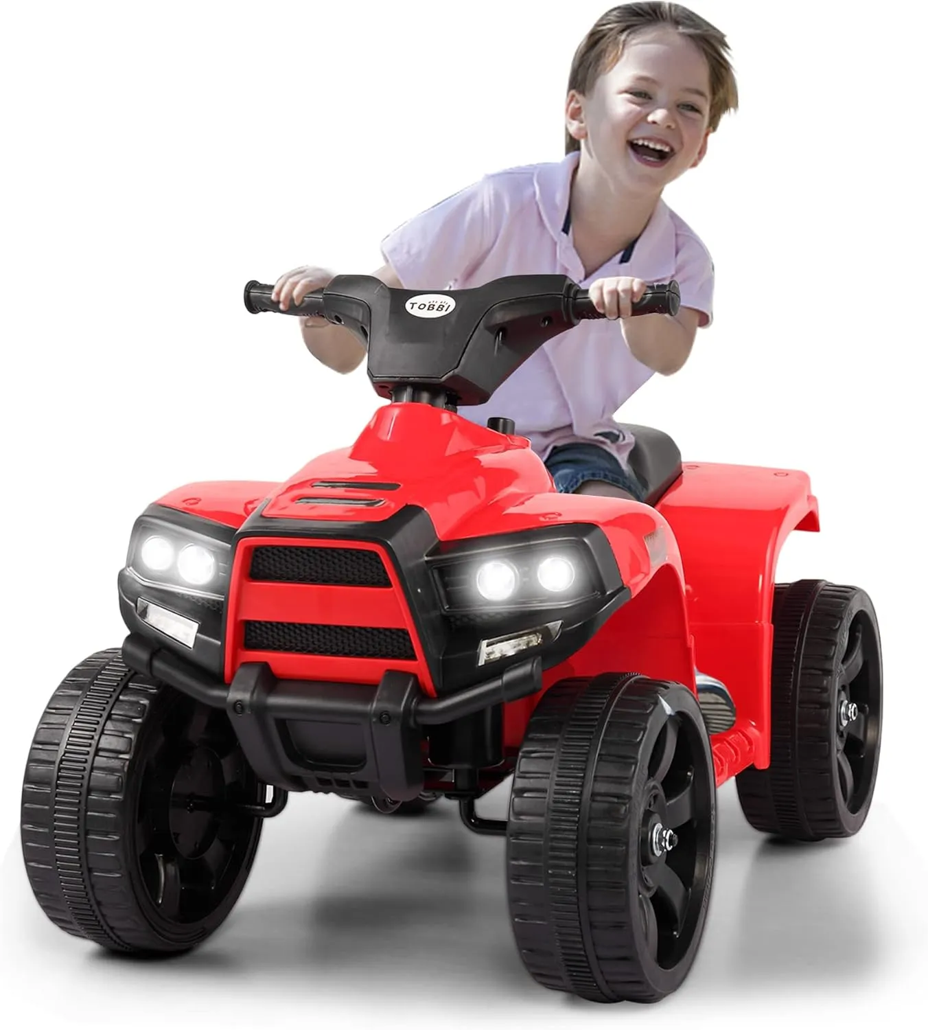 TOBBI Ride on ATV Four Wheeler for Kids1-3,Electric 4 Wheeler ATV Quad Ride OnCar Toy with LED Headlights, Horn, Speedlndicator (Red)
