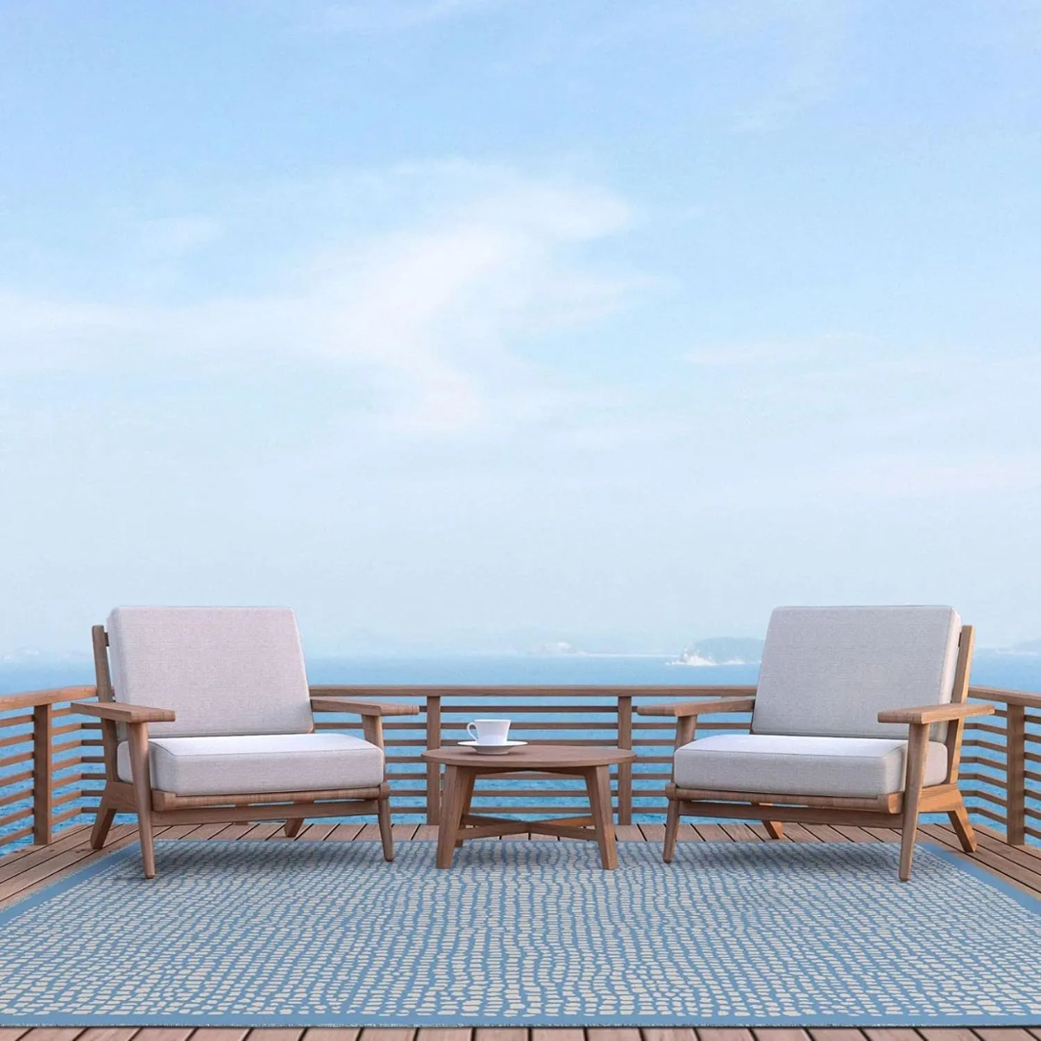 Tommy Bahama Marlin Transitional Indoor/Outdoor Area Rug, Blue, 5'3"x7'3"