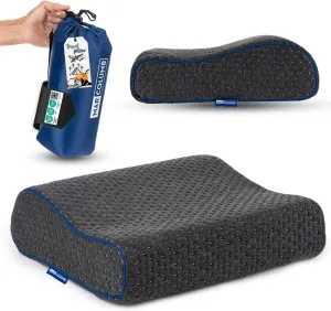 Travel & Camping Comfortable Memory Foam Pillow – Easy to Carry Portable Bag – Temperature Regulating Pillow Case - Perfect for Travelling, Grey Contour