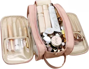 Travel Makeup Bag for Women, Large Capacity Cosmetic Organizer with Wide Opening, Waterproof Portable Toiletry Storage Bag for Easy Access