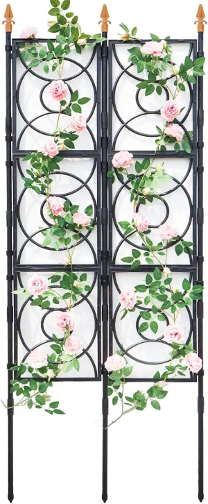 Trellis for Climbing Plants Outdoor, 24 Rifny 6.17 FT Tall Garden Trellis Flower Rose Cucumber Trellis for Vines Pea Support, Wall Large Plant Trellis Fence with Plastic Coated Metal Poles
