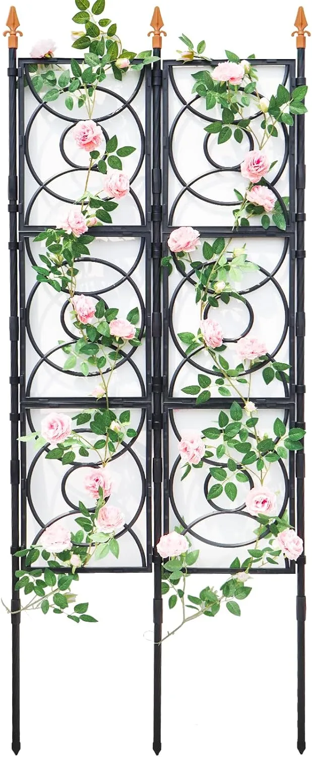 Trellis for Climbing Plants Outdoor, 24 Rifny 6.17 FT Tall Garden Trellis Flower Rose Cucumber Trellis for Vines Pea Support, Wall Large Plant Trellis Fence with Plastic Coated Metal Poles