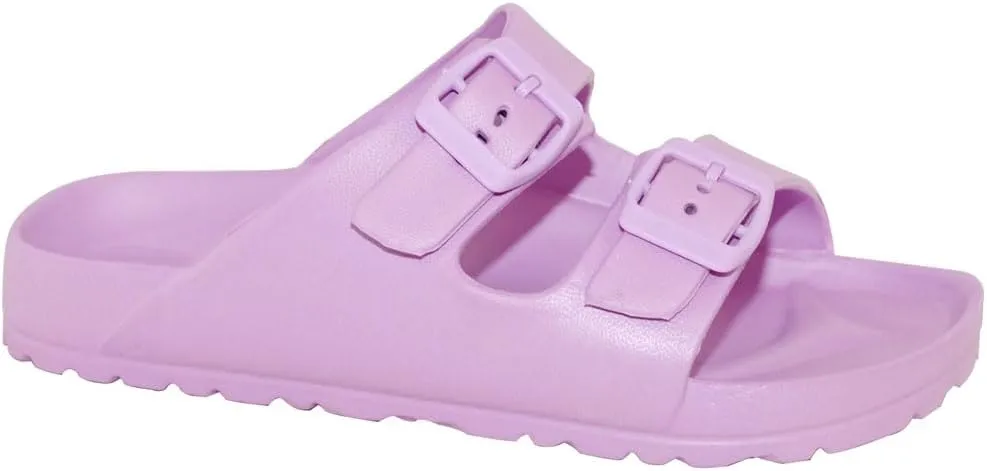 TRENDSUP Women's Comfort Slides Double Buckle Adjustable EVA Flat Sandals