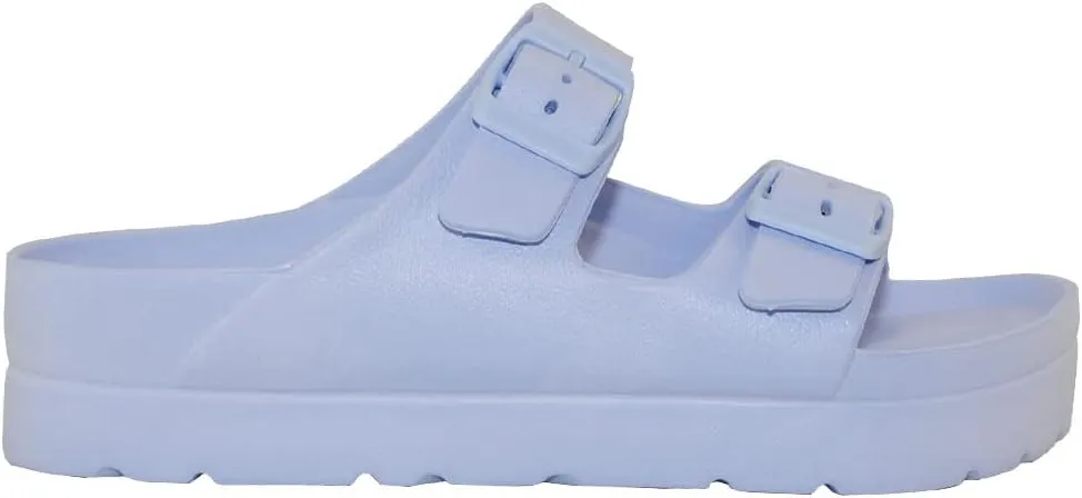 TRENDSUP Women's Comfort Slides Double Buckle Adjustable EVA Flat Sandals