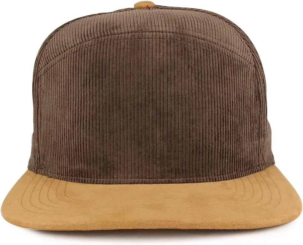 Trendy Apparel Shop Plain Corduroy Textured Suede Flat Bill Snapback Cap