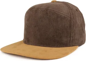 Trendy Apparel Shop Plain Corduroy Textured Suede Flat Bill Snapback Cap