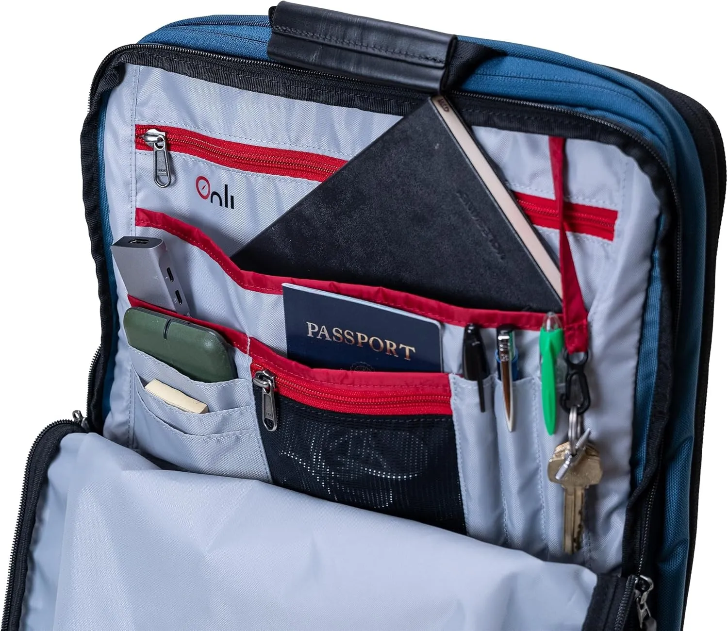 Trilogy Weekender Daypack I Opens like a suitcase, for easy packing. Expands into a 22-liter weekender. Hidden under-bag sling holds yoga mat/sleeping bag, and doubles as a rear cover (Blue)