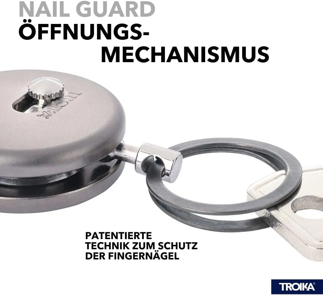 Troika PATENT EASY Keyring - Includes Carabiner Hook - 4 Removable Rings - Brass, Metal - Mat Chrome Plated