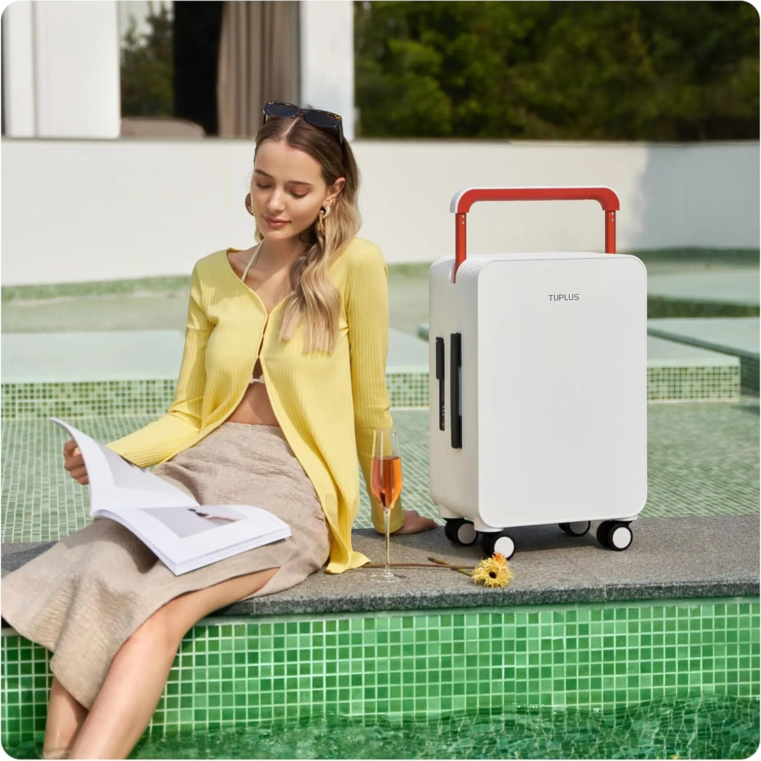 TUPLUS Suitcase ABS Hard Shell Luggage with 4 Spinner Wheels Hold Check in Travel Case, Balance Series
