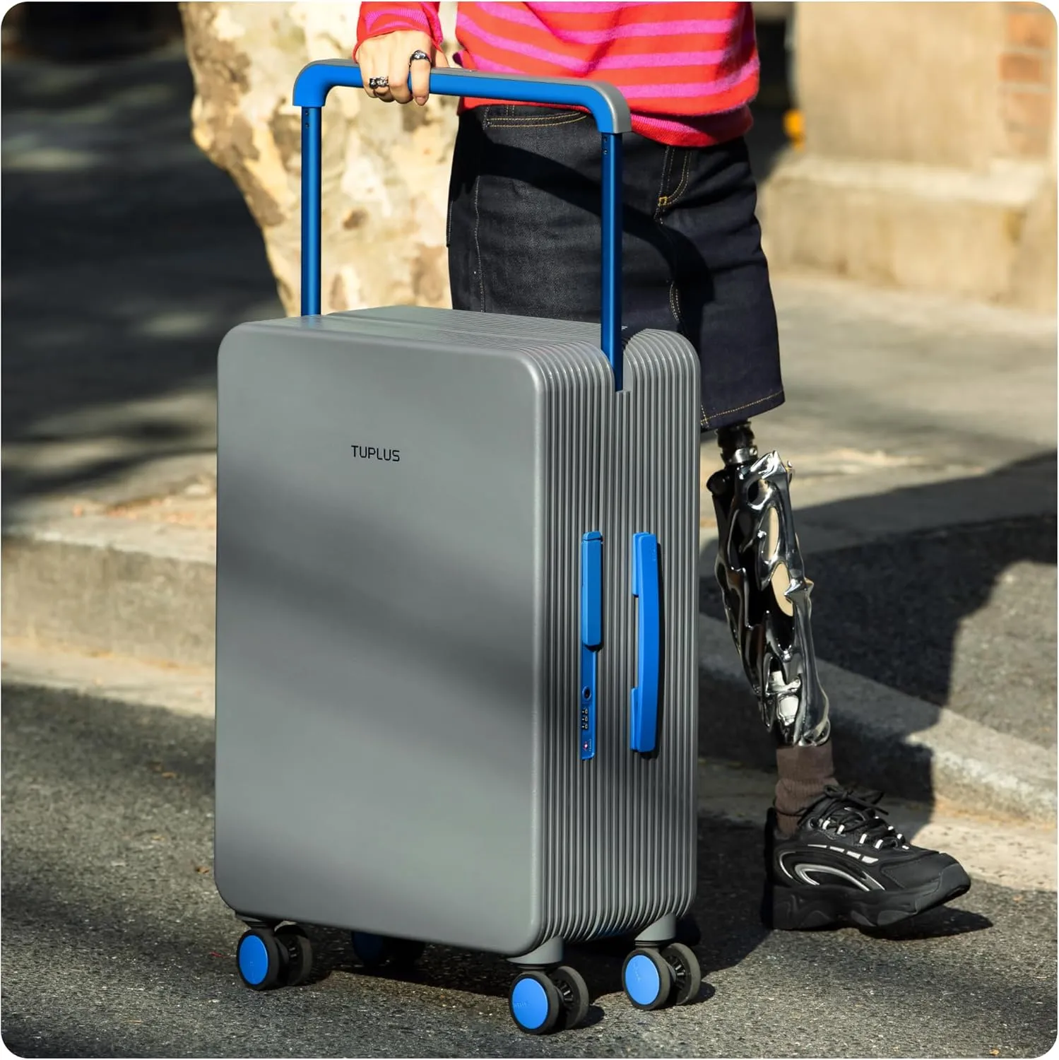 TUPLUS Suitcase ABS Hard Shell Luggage with 4 Spinner Wheels Hold Check in Travel Case, LAB Series, 24-inch