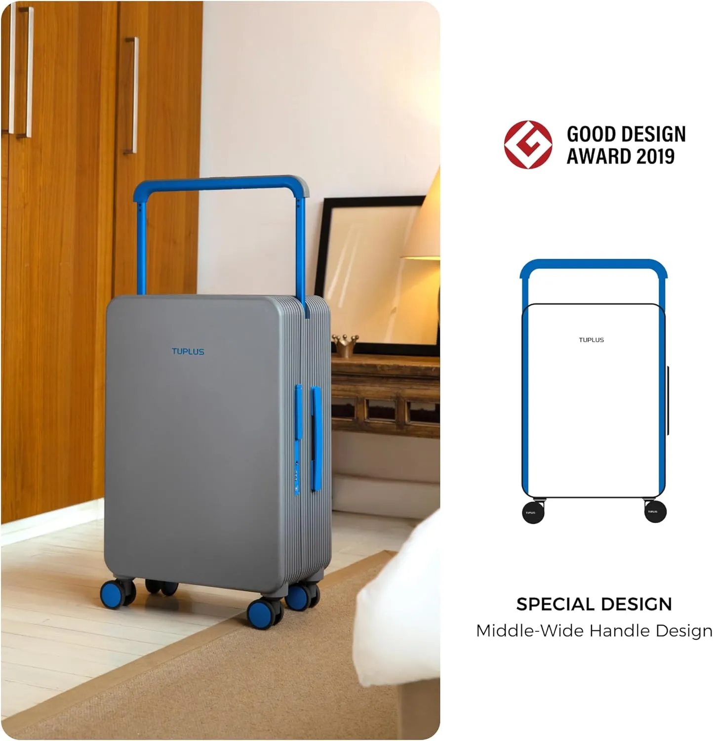 TUPLUS Suitcase ABS Hard Shell Luggage with 4 Spinner Wheels Hold Check in Travel Case, LAB Series, 24-inch