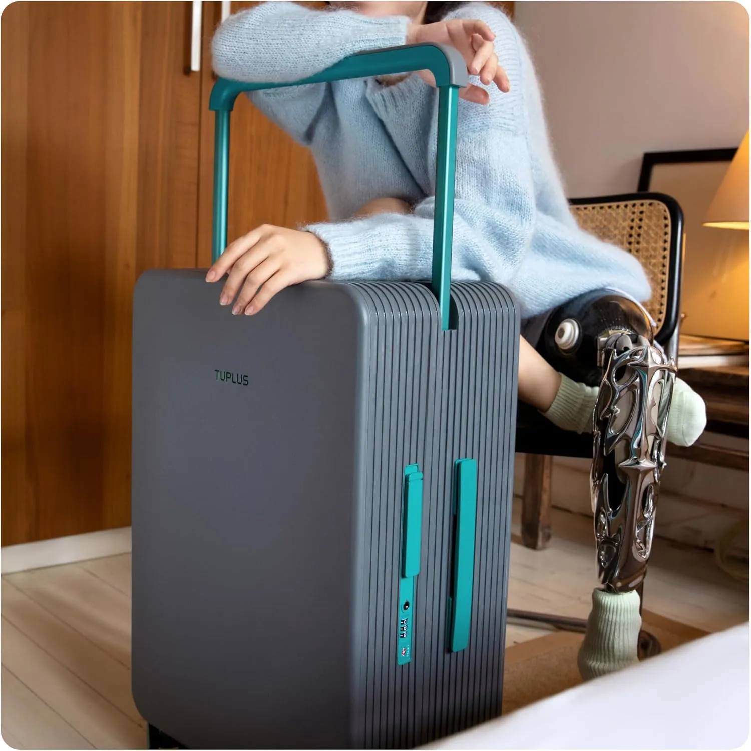 TUPLUS Suitcase ABS Hard Shell Luggage with 4 Spinner Wheels Hold Check in Travel Case, LAB Series, 24-inch