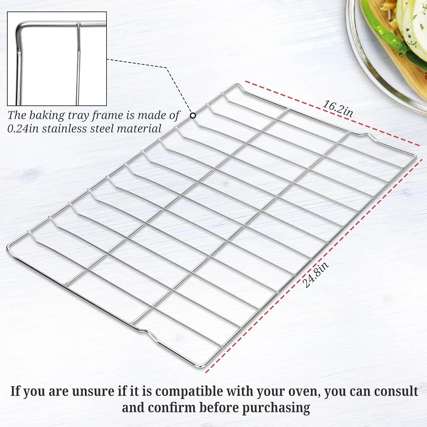 Upgraded 1Pcs 304 Stainless Steels MHL63411403 Oven Rack Compatible with LG Range Stove, Replace MHL63531403 MHL63411401 MHL62112101, 24.8 X 16.2 in