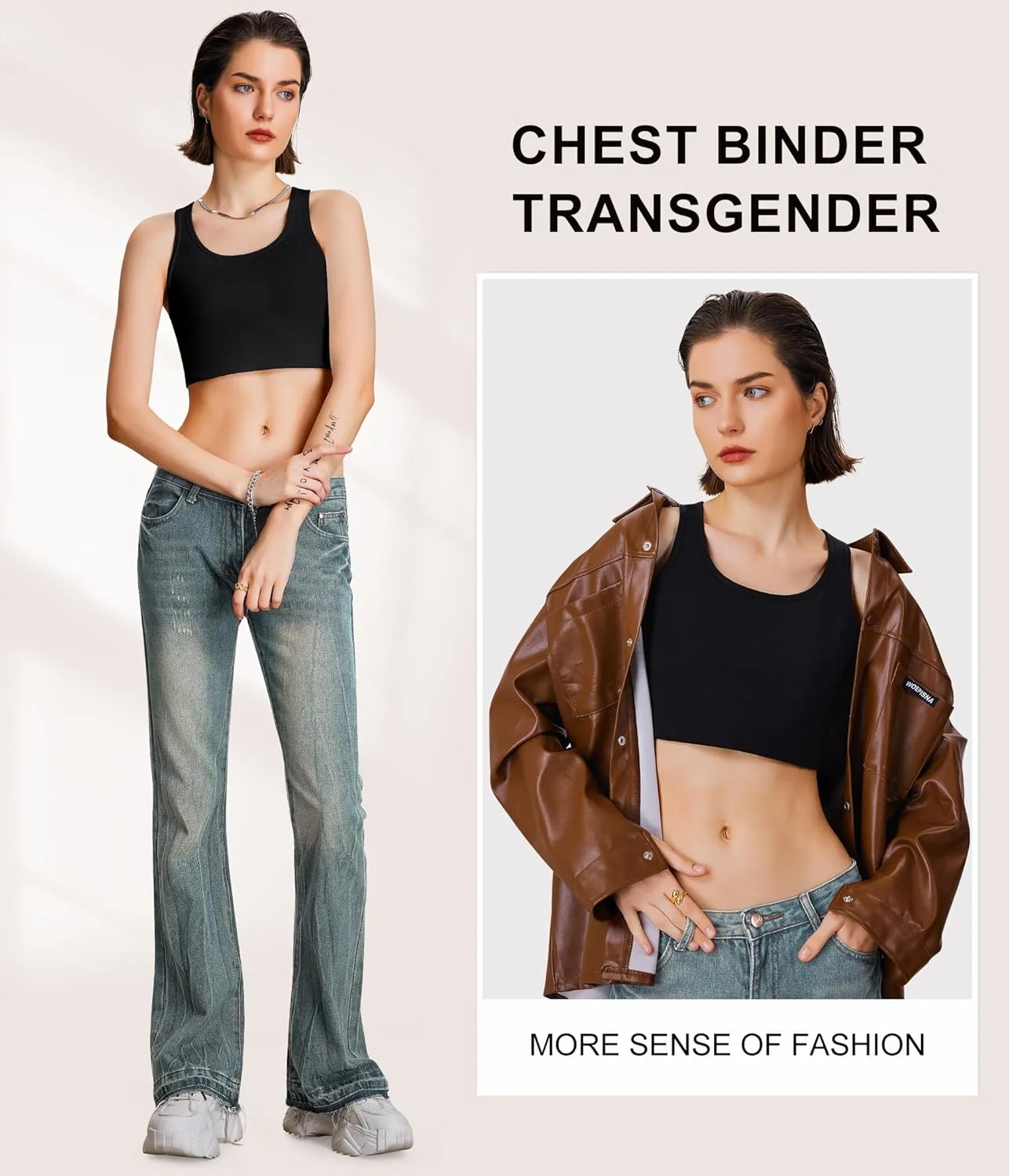 URSEXYLY Chest Binder for Women Transgender FTM Binder Bra Bandage-Free Pullover Tomboy Tank Top