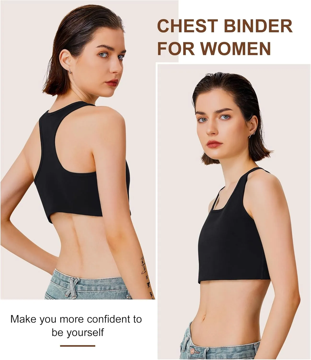 URSEXYLY Chest Binder for Women Transgender FTM Binder Bra Bandage-Free Pullover Tomboy Tank Top