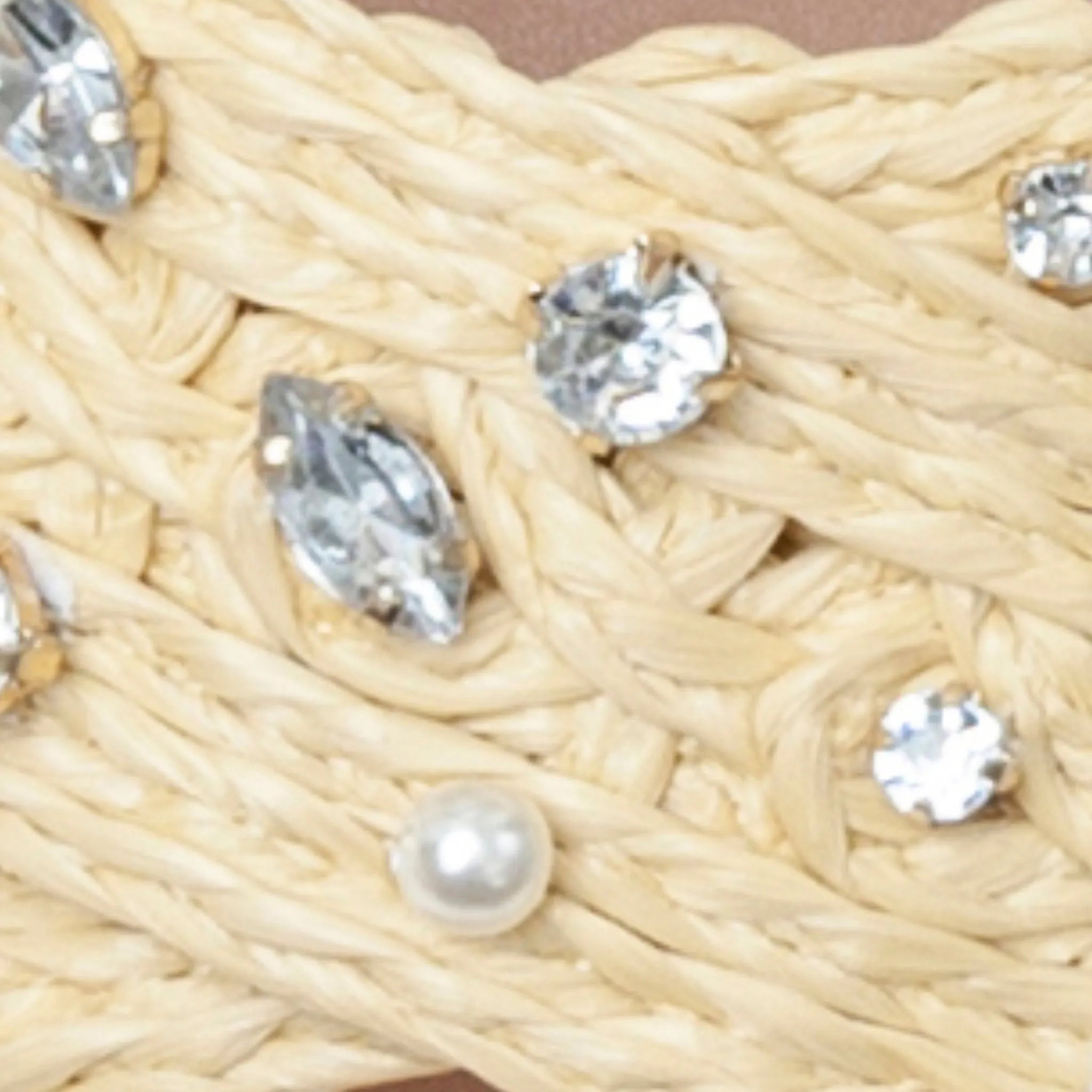 VARENA | Faux Pearl And Crystal Adorned Platform Sandals
