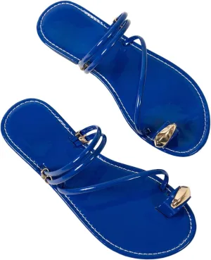 Verdusa Women's Metallic Open Toe Ring Sandals Summer Strappy Flat Sandals