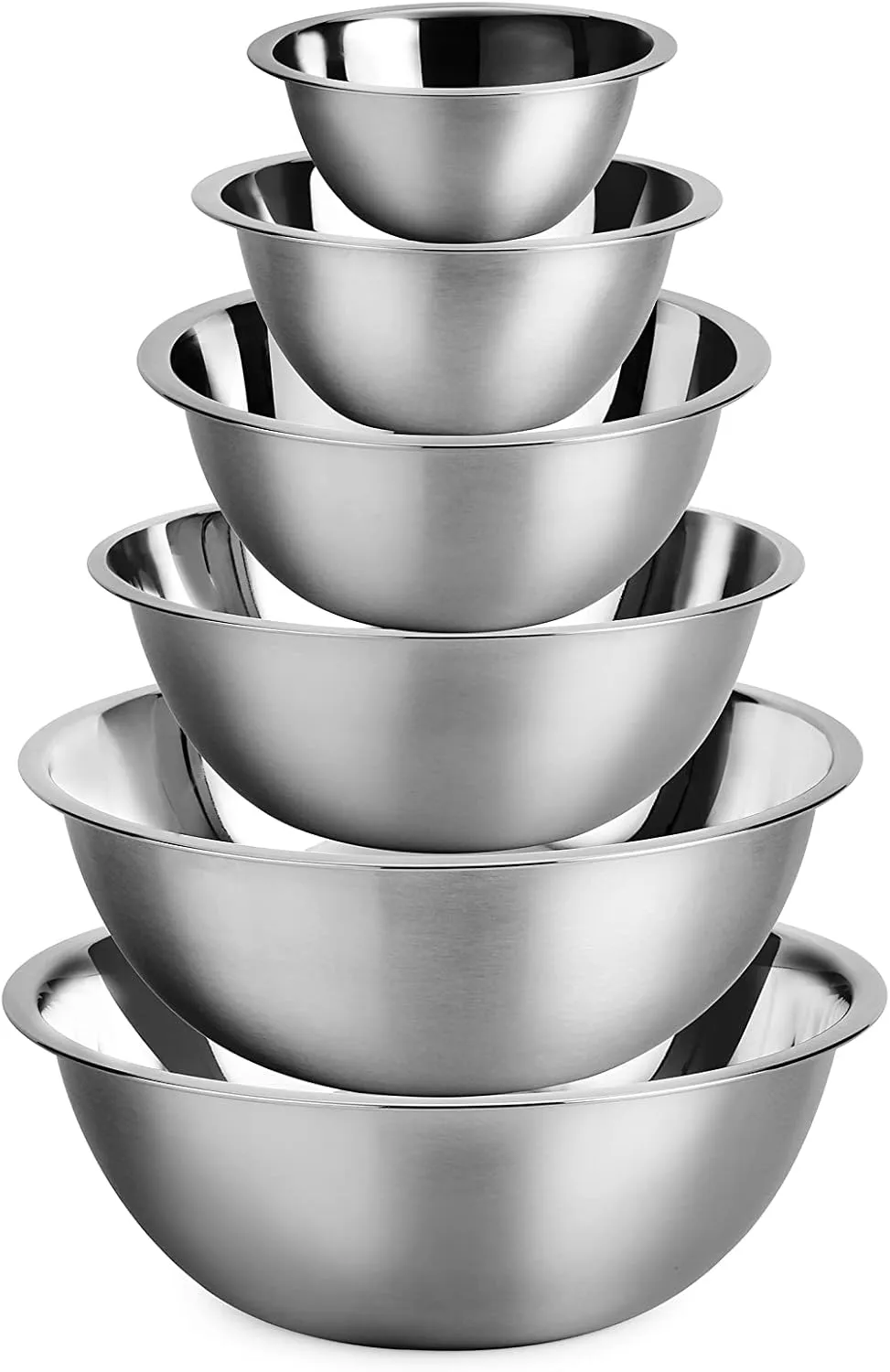 Vinod Cookware Stainless Steel Mixing Bowls - Stackable Mixing Bowl Set - Heavy Duty Flat Bottom Stainless Steel Bowls for Meal Prep, Cooking, Mixing & Serve - Space Saving & Easy Clean - Set of 6