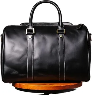 Vintage Handmade Leather Travel Bag Men and Women Handbag Fitness Messenger Bag Shoulder Bag for 12.2 Inch Laptop(D)
