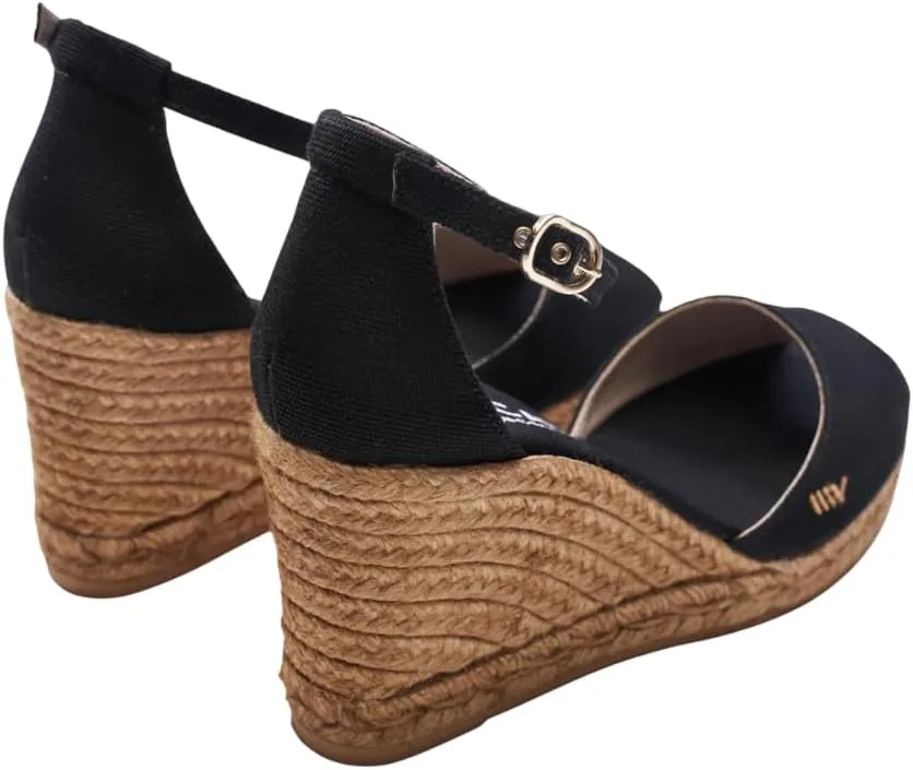 Viscata Aiguafreda Espadrille Canvas Wedges Spain Handmade 3 ½” Heel Women's Open Toe Sandals with Breathable Organic Cotton Canvas and 100% Natural Jute Midsole for all Occasions: Casual, Work, Party